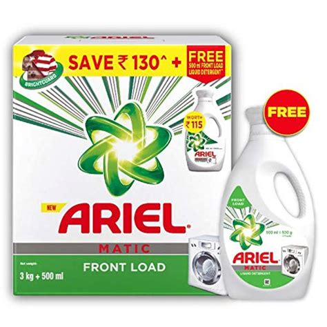 Ariel Matic Front Load Detergent Combo (Powder + Liquid) – 3 KG Washing Powder with 500ml Matic ...