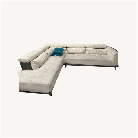 Rooms To Go White Faux Leather Sectional - AptDeco