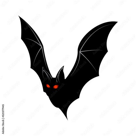 Black bat, scary red eyes, Halloween, on a white background. Stock Illustration | Adobe Stock