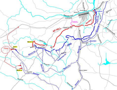 Actions Around Petersburg Wikipedia Map: March 29-April 1, 1865