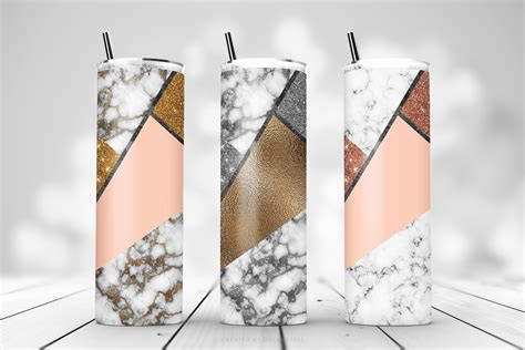 Geometric Gold Marble Tumbler Sublimation Designs - Dreamstale