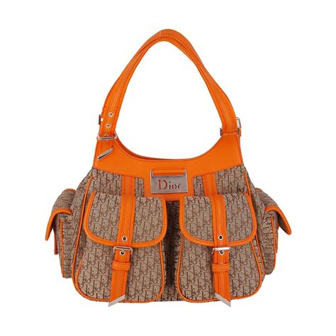 Dior fun "Diorissimo" Shoulder Bag In Orange And Dior Logo Fabric. For ...