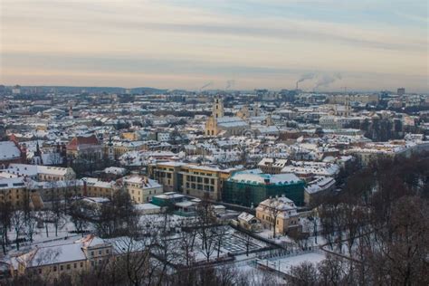 High View of the Historic Districts of Vilnius in Winter. Lithuania ...