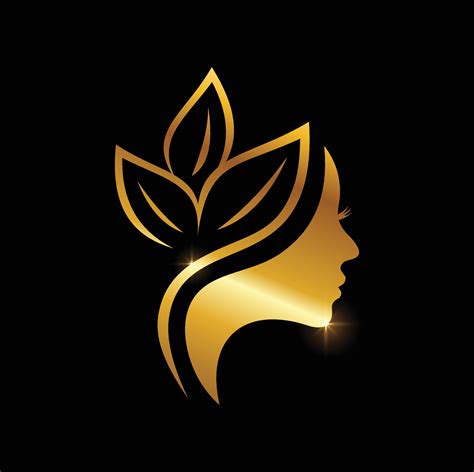 Golden Beauty and Leaf Logo Sign 1974451 Vector Art at Vecteezy