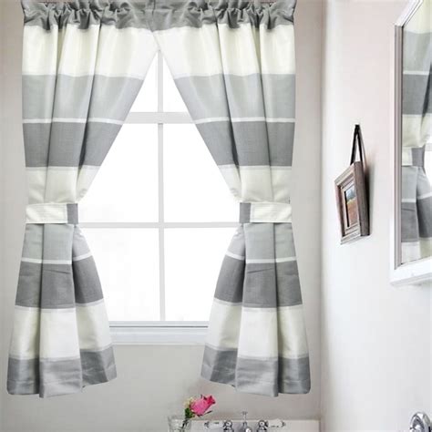 Popular Bath Modern Line Bathroom Window Curtain Set 55"x36" Gray - Walmart.com - Walmart.com