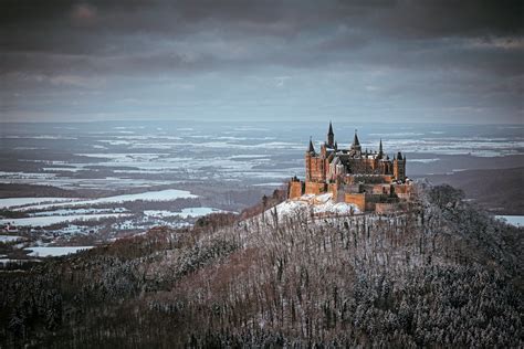 Download Horizon Landscape Mountain Castle Winter Man Made Hohenzollern Castle HD Wallpaper