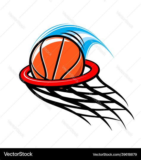 Stylish basketball through hoop logo Royalty Free Vector