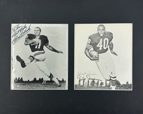 Lot Detail - Brian Piccolo & Gale Sayers Signed Vintage 8" x 10" B&W Photos in Matted Display ...