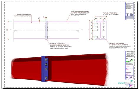 Beam to Beam Endplate Bolted Splice Connection Detail | Steel beams, Steel columns, Beams