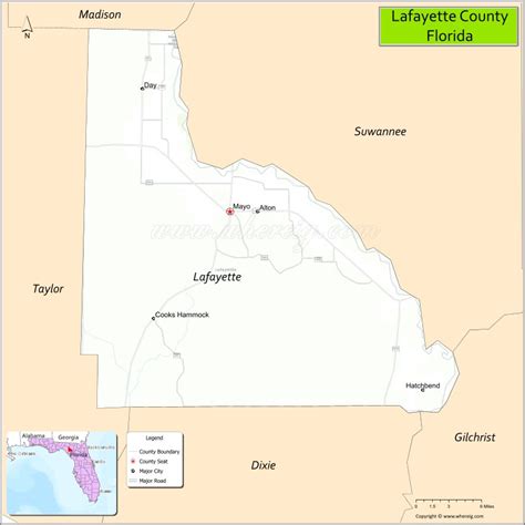 Map of Lafayette County, Florida showing cities, highways & important places. Check Where is ...