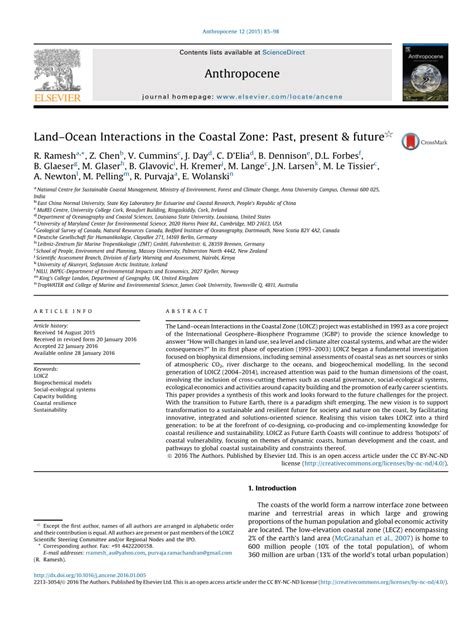 (PDF) Land-Ocean Interactions in the Coastal Zone: Past, Present & Future