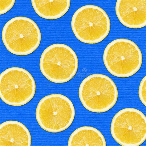 Lemon Slices on Blue Background Stock Photo - Image of ingredient, cytryny: 90003666