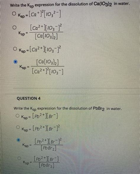 Solved Ksp Write the Ksp expression for the dissolution of | Chegg.com