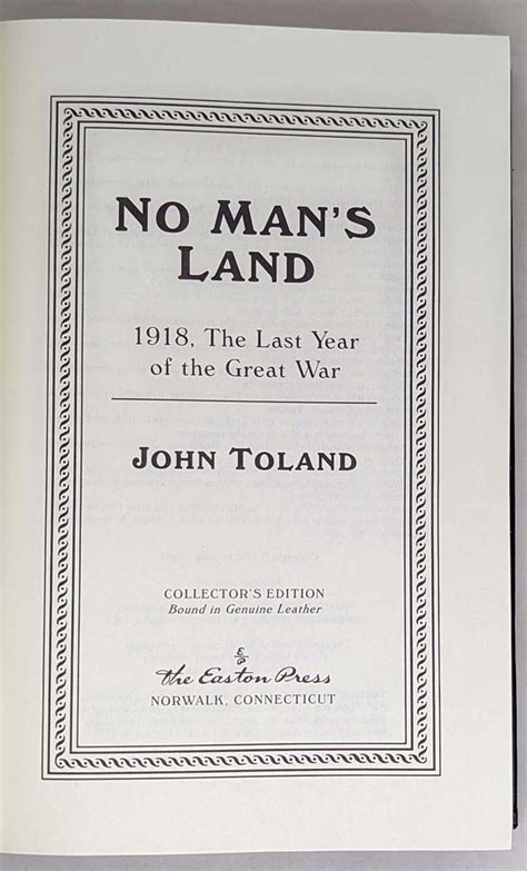 No Man’s Land - John Toland 1998 | Easton Press | Rare First Edition ...