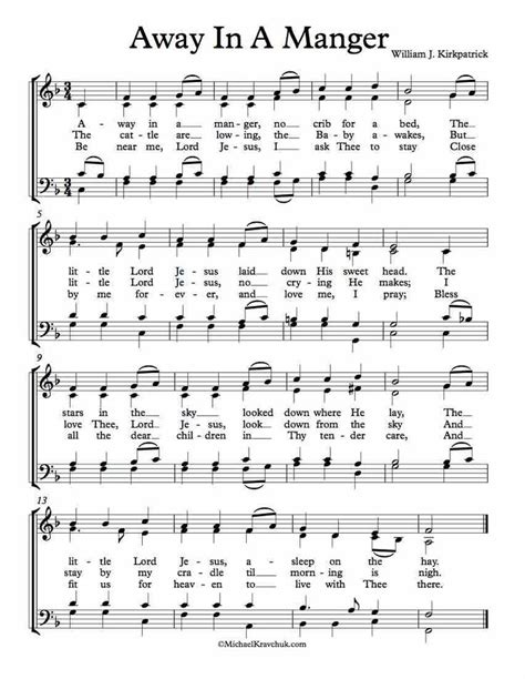 Free Choir Sheet Music - Away In A Manger (Cradle Song). Key of Eb, F ...