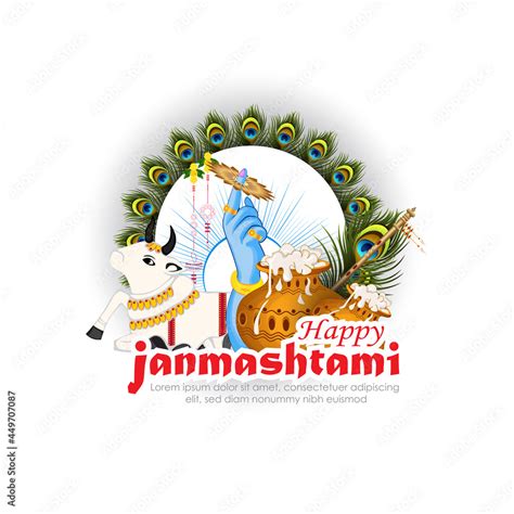 illustration of Janmashtami invitation card, Lord Krishna in ...