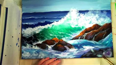 Part 2: How to Paint a "Translucent Ocean Wave on the Rocks"- Ginger Cook's Master Class ...