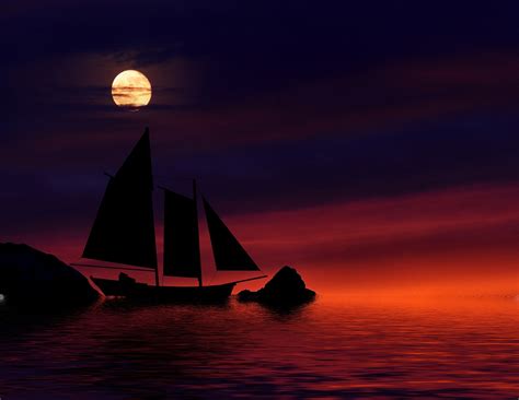 Night Boat Sky Moon · Free photo on Pixabay