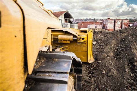 Bulldozer Working on Dirt on the Construction Site Stock Photo - Image ...