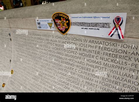 National Police Officers Memorial wall - Washington, DC USA Stock Photo - Alamy