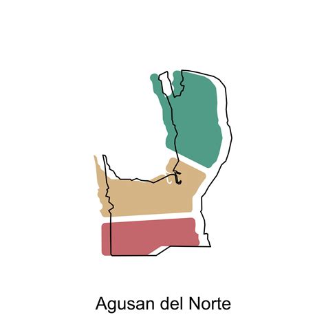 Map of Agusan Del Norte vector design template, national borders and important cities ...