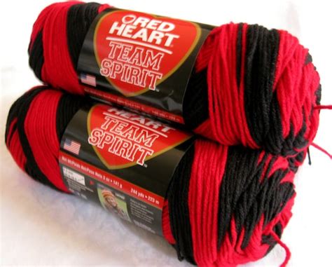 Red Heart Super Saver Team Spirit yarn RED BLACK by crochetgal