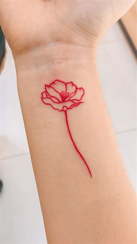 Red Flower Tattoos, Red Ink Tattoos, Line Art Tattoos, Mini Tattoos, Body Art Tattoos, Small ...