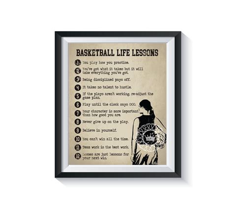 GIRL Basketball Life Lessons Art Print Qty 1 Sports Bedroom - Etsy