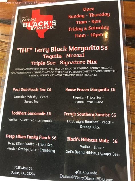 Online Menu of Terry Blacks Barbecue Restaurant, Dallas, Texas, 75226 - Zmenu