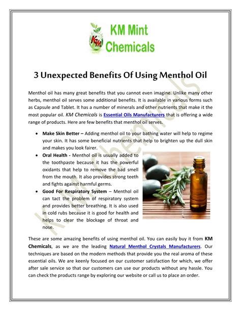 PPT - 3 Unexpected Benefits Of Using Menthol Oil PowerPoint ...