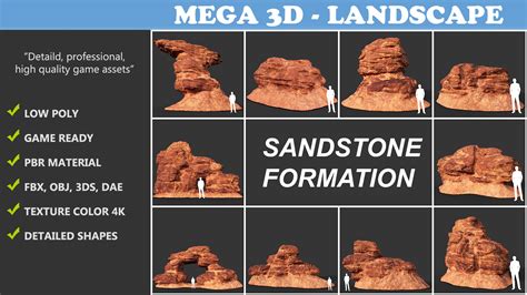 ArtStation - Low poly Sandstone Rock Formation - 210127 | Game Assets