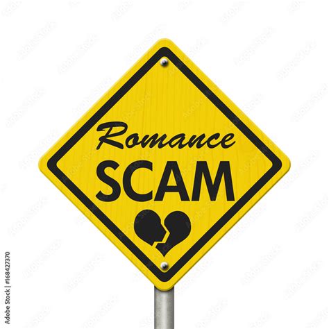 Romance Scam yellow warning sign Stock Illustration | Adobe Stock