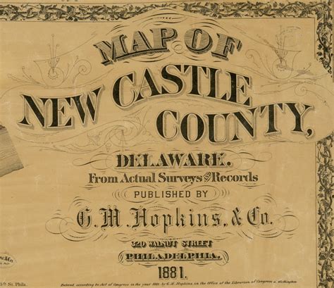 New Castle County Delaware 1881 Wall Map