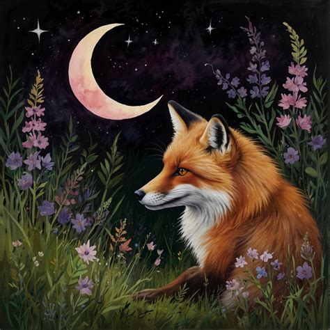 Whimsical Red Fox Art Print Free Stock Photo - Public Domain Pictures