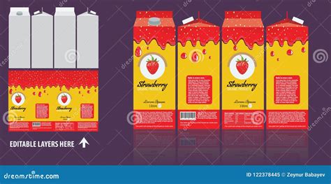 Vector Branding Package Design. Strawberry Juice Package Box Design ...