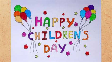 Drawing and colouring of happy children's day easy - YouTube