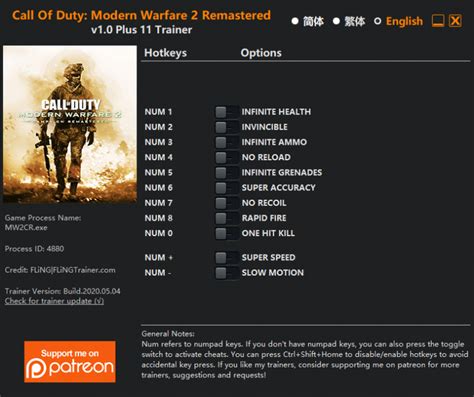 Call Of Duty: Modern Warfare 2 Remastered Trainer - FLiNG Trainer - PC Game Cheats and Mods