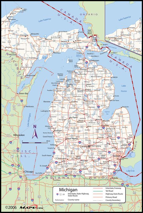 Michigan County Wall Map | Maps.com.com