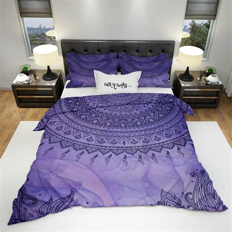 Purple Mandala Bohemian Bedding Set Comforter or Duvet Cover - Etsy