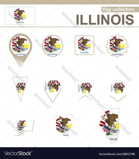 Illinois flag collection Royalty Free Vector Image