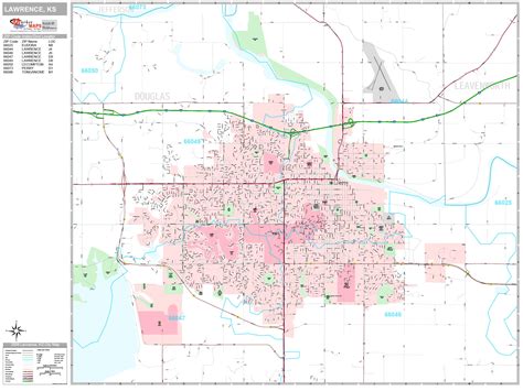 Lawrence Kansas Wall Map (Premium Style) by MarketMAPS