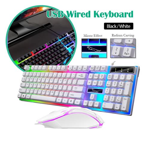 Mechanical Keyboard and Mouse Set Colorful G21B LED Backlight Wired ...