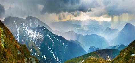 Rain in mountains stock image. Image of heavy, clouds - 55656969