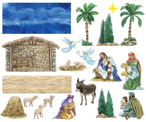 Watercolor Nativity Scene Silent Night Clipart Religious - Etsy