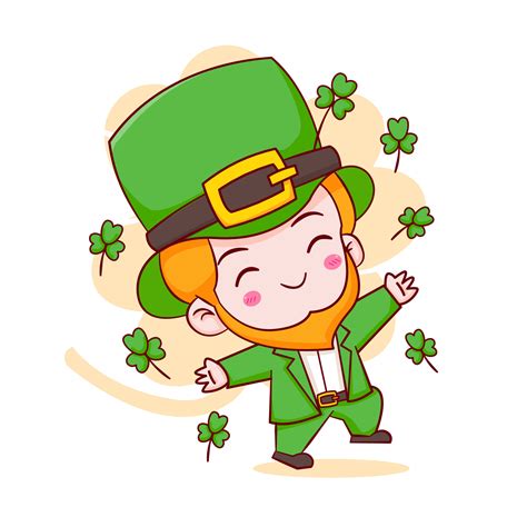 Cartoon illustration of cute Leprechaun chibi character. Happy Saint Patrick day 6085237 Vector ...