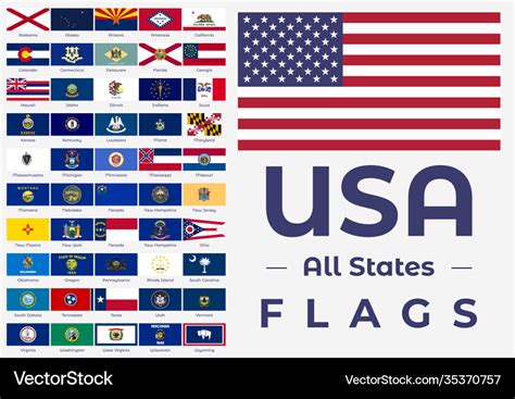 All united states america flags Royalty Free Vector Image