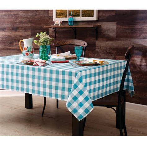 The Pioneer Woman 60" x 84" Charming Check Teal Tablecloth - Walmart ...