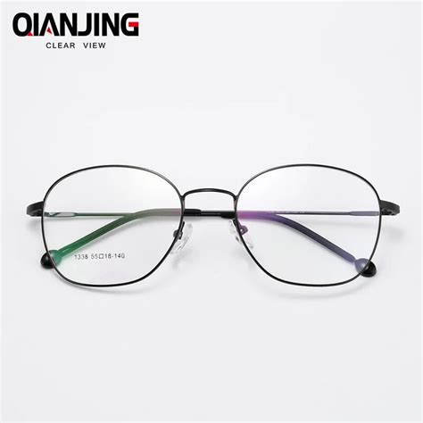 QIANJING Korean Glasses Frame Retro Full Rim Gold Eyeglass Frame ...