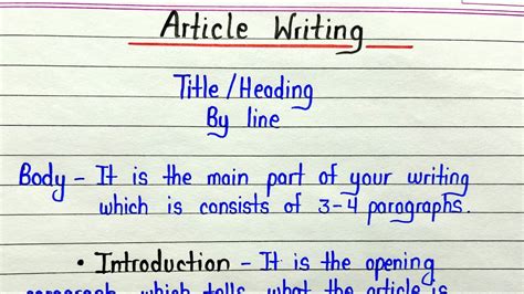 Article writing format || How to write article in english - YouTube