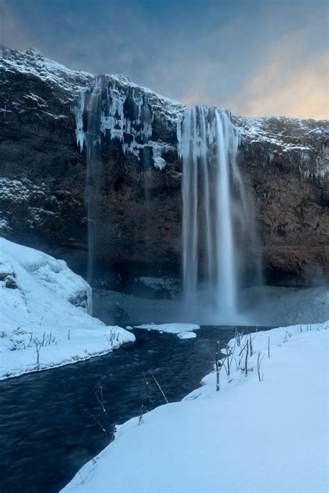 Seljalandsfoss Waterfall Winter Snow Iceland Fine Art Print | Photos by ...